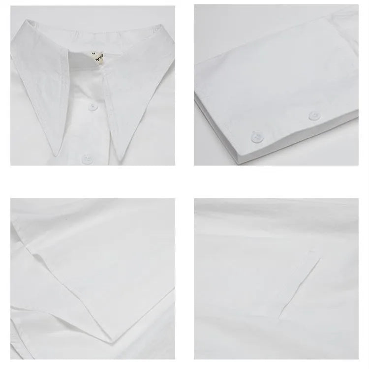 Kón asymmetric shirt – pointed collar and hidden button placket detail