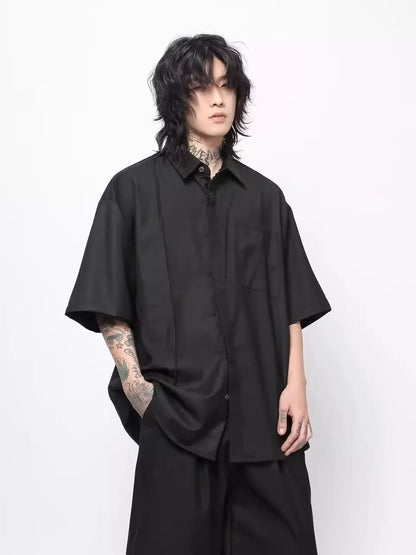 Kón dropped shoulder shirt – flat lay front and back – product shot
