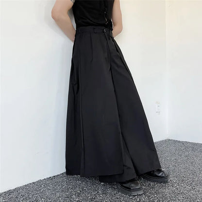 Kón split front hakama pants – tailored waistband – side view