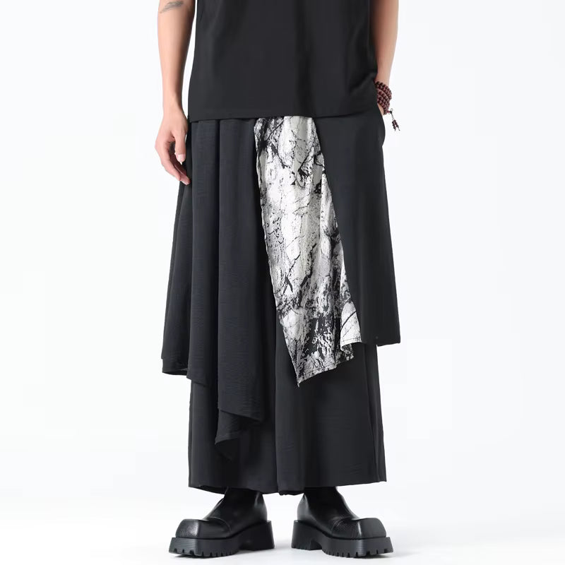 Kón hakama pants for men – layered Japanese minimalist trousers – front view