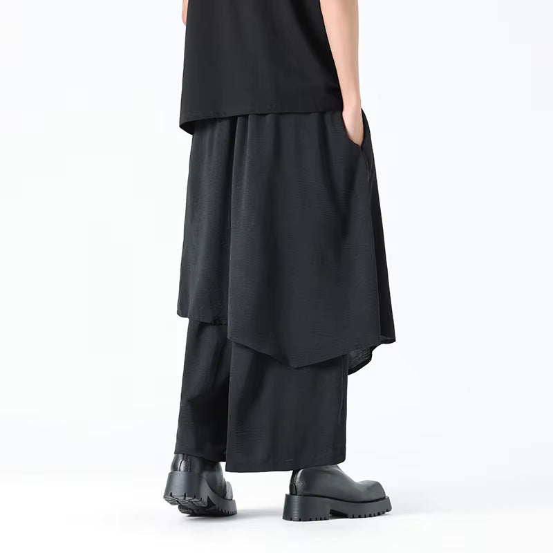 Unisex layered hakama pants – double layer construction – back view