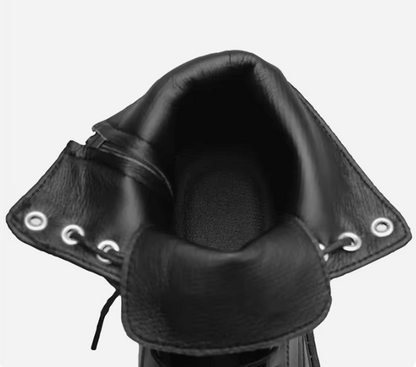 Padded collar detail – black platform lace-up boots – Kón