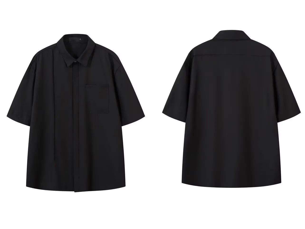 Kón dropped shoulder shirt – flat lay front and back – product shot