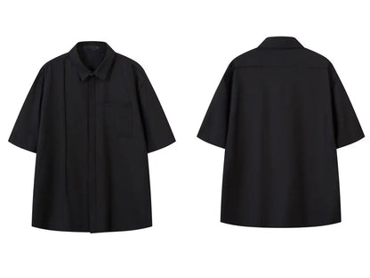 Kón dropped shoulder shirt – flat lay front and back – product shot