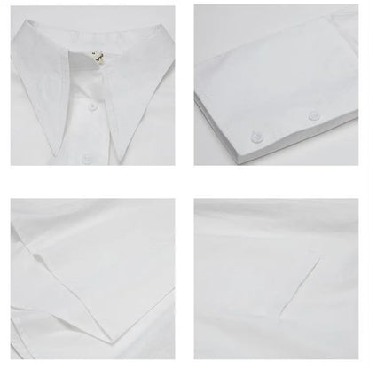 Kón asymmetric shirt – pointed collar and hidden button placket detail